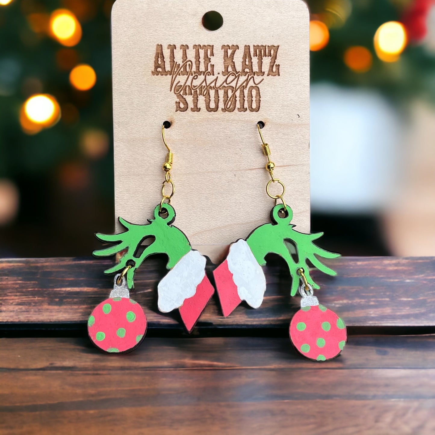 Hand with Ornament Dangle Earrings