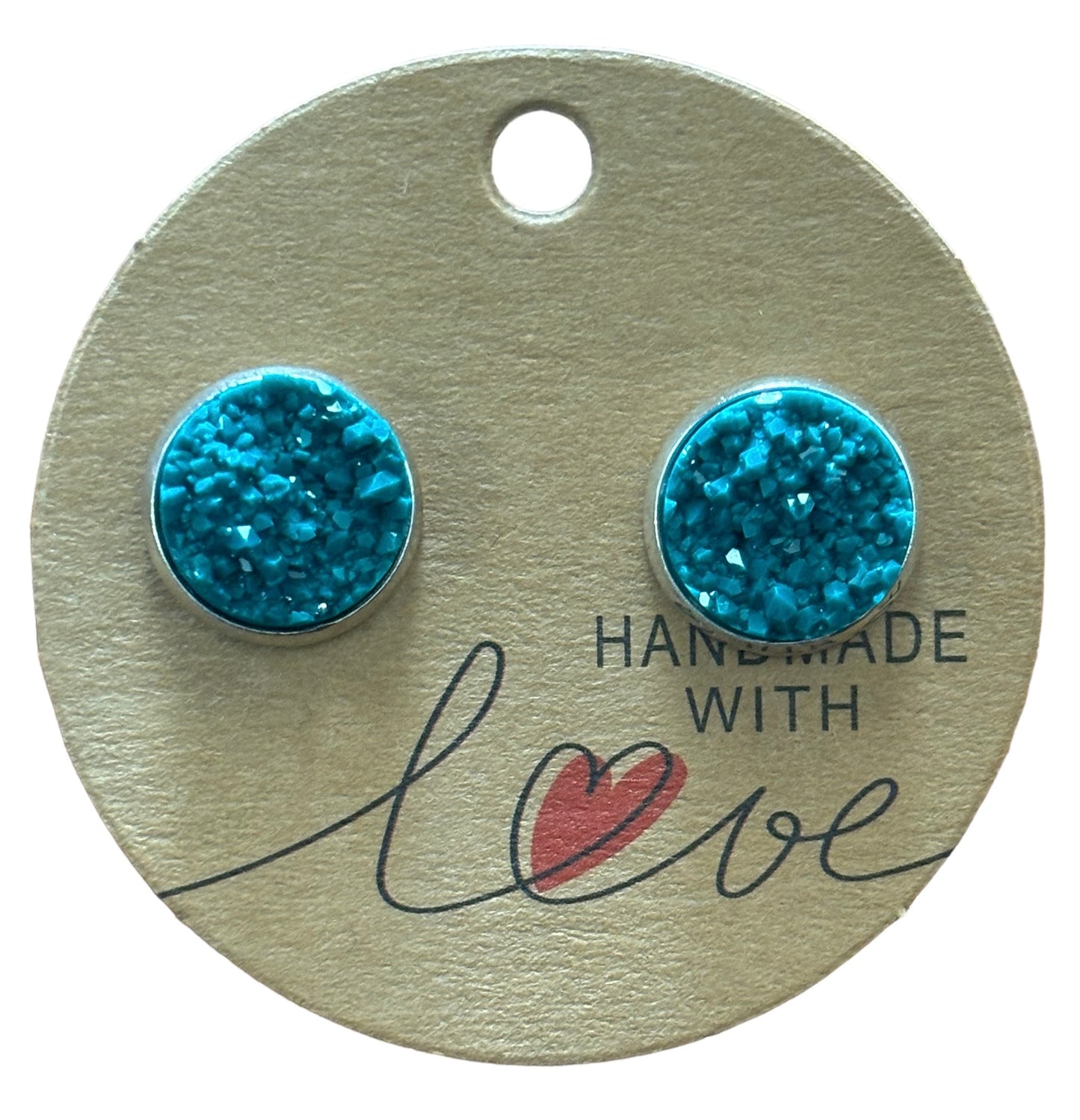 Teal Stud Earrings /  Petite Elegance Handmade Sparkling Earrings