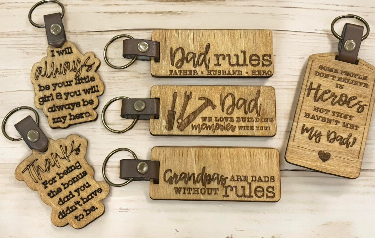 Fathers Day Wooden Keychain