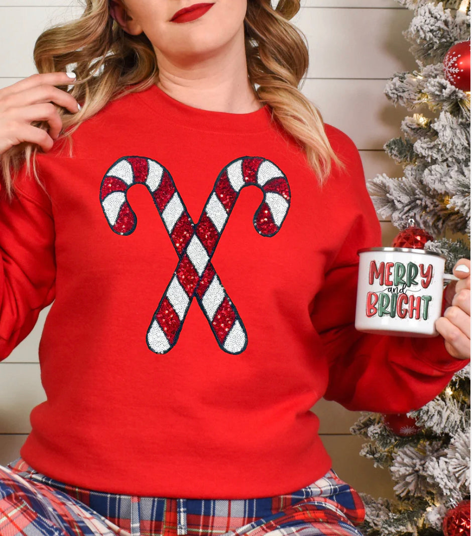 Sequin Candy Cane Patch Shirt