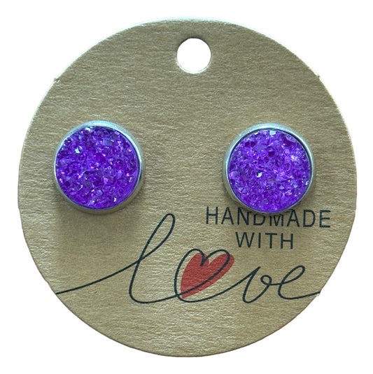 Purple Sparkling Stud Earrings /  Petite Elegance Handmade Sparkling Earrings