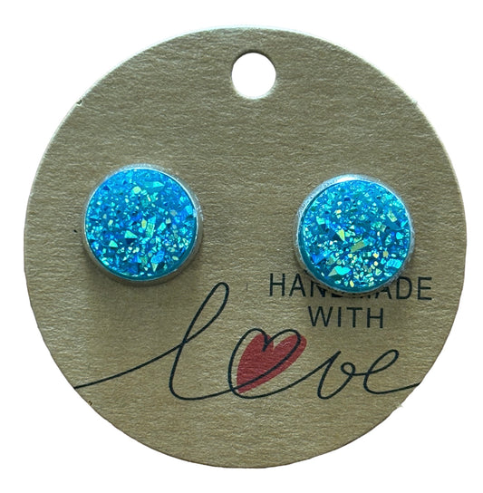 Aqua Teal AB Sparkling Stud Earrings /  Petite Elegance Handmade Sparkling Earrings