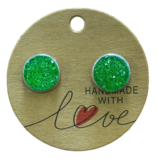 Green AB Sparkling Stud Earrings /  Petite Elegance Handmade Sparkling Earrings