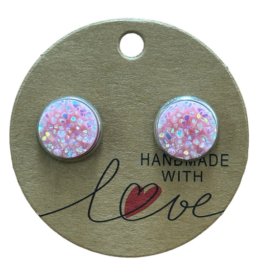 Pink AB Sparkling Stud Earrings /  Petite Elegance Handmade Sparkling Earrings
