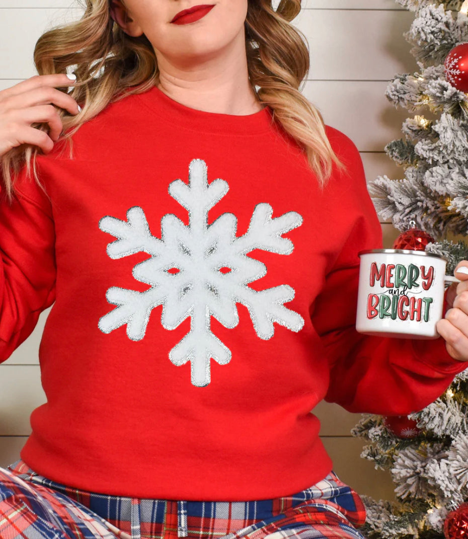 Chenille Snowflake Patch Shirt