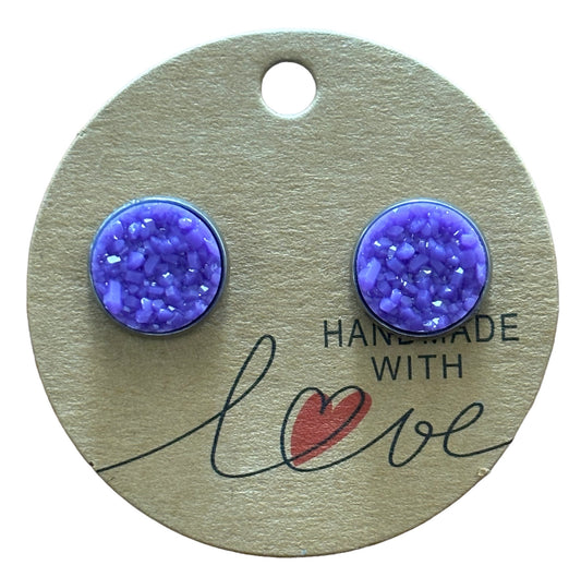 Purple Stud Earrings /  Petite Elegance Handmade Sparkling Earrings