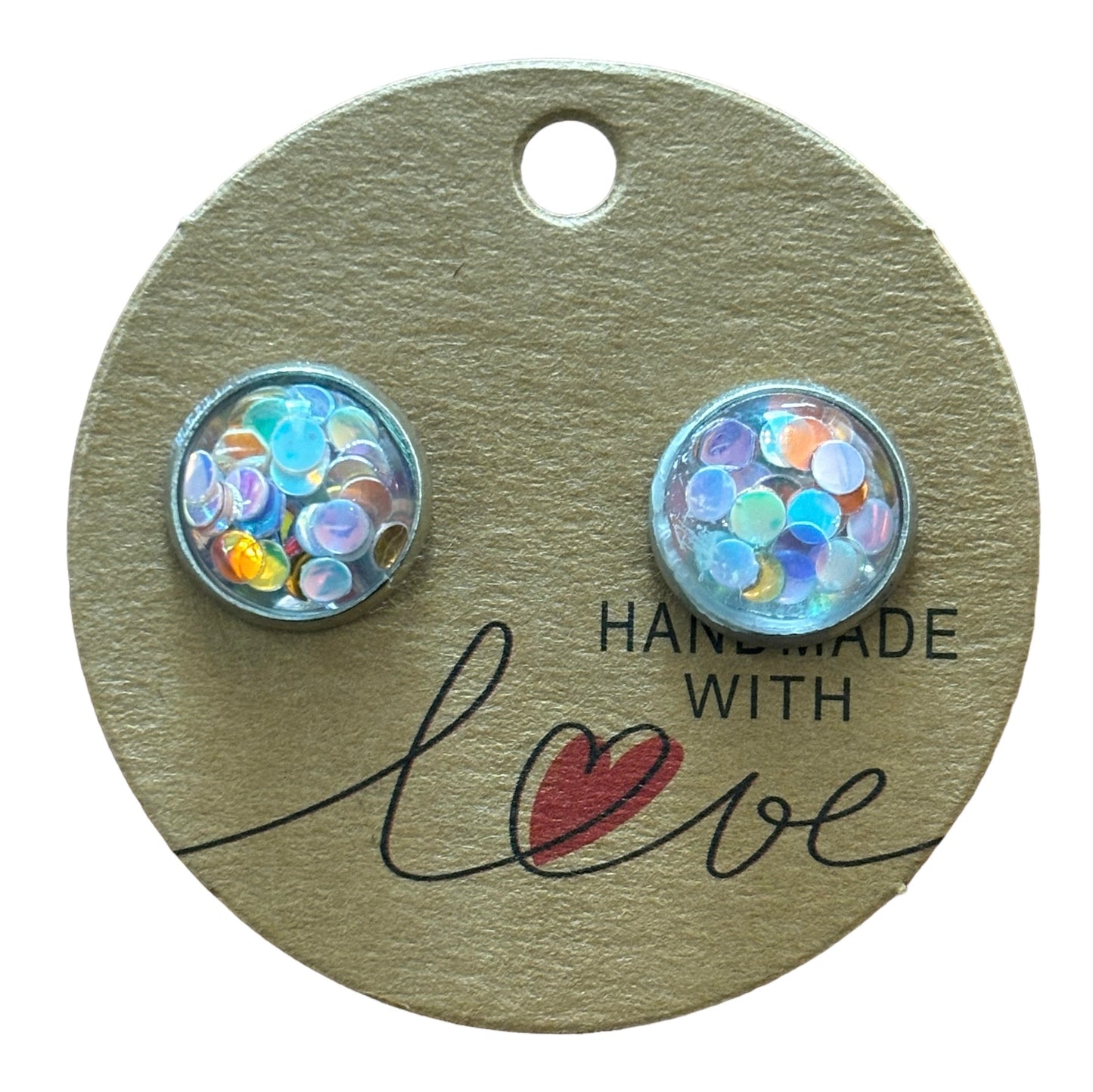 AB Multicolor Glitter Stud Earrings /  Petite Elegance Handmade Sparkling Earrings