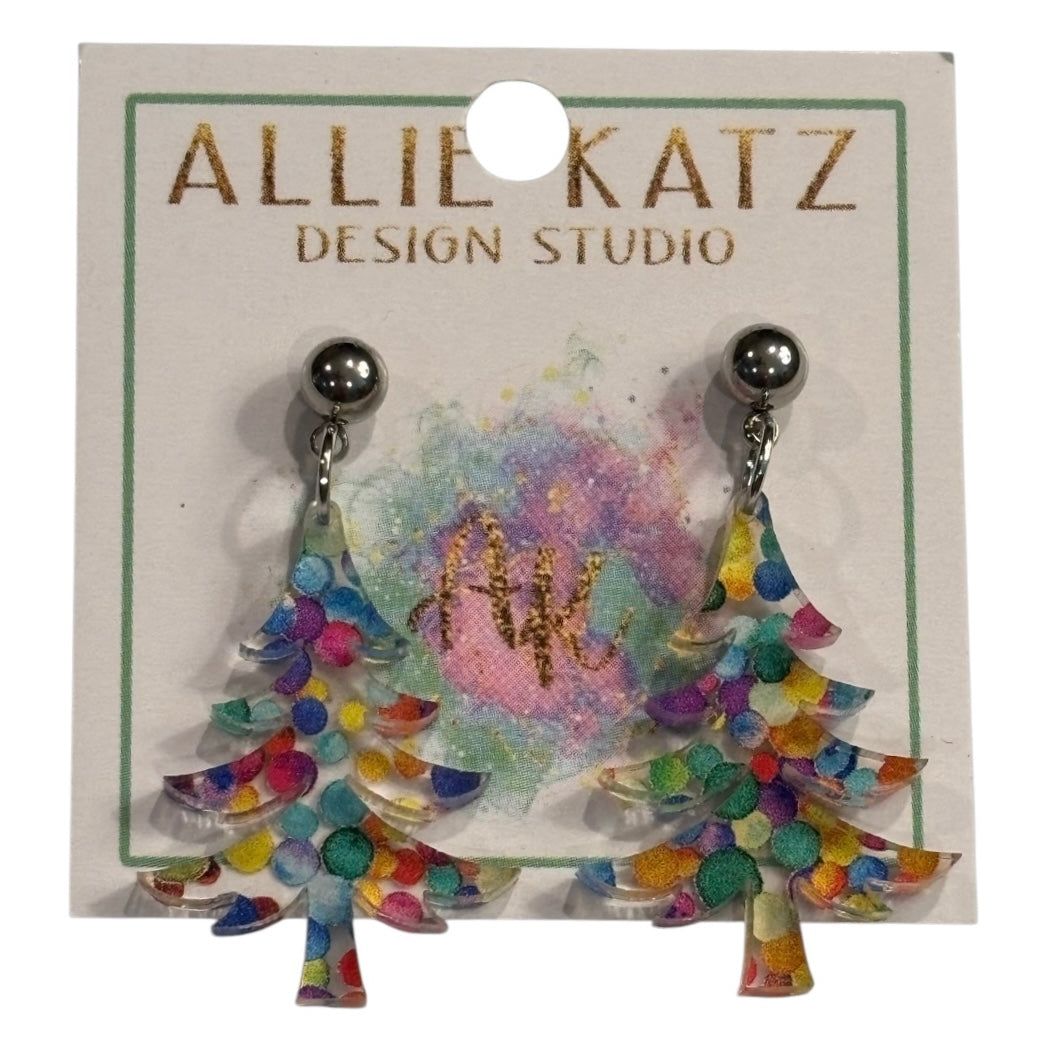 Rainbow Dot Tree Earrings