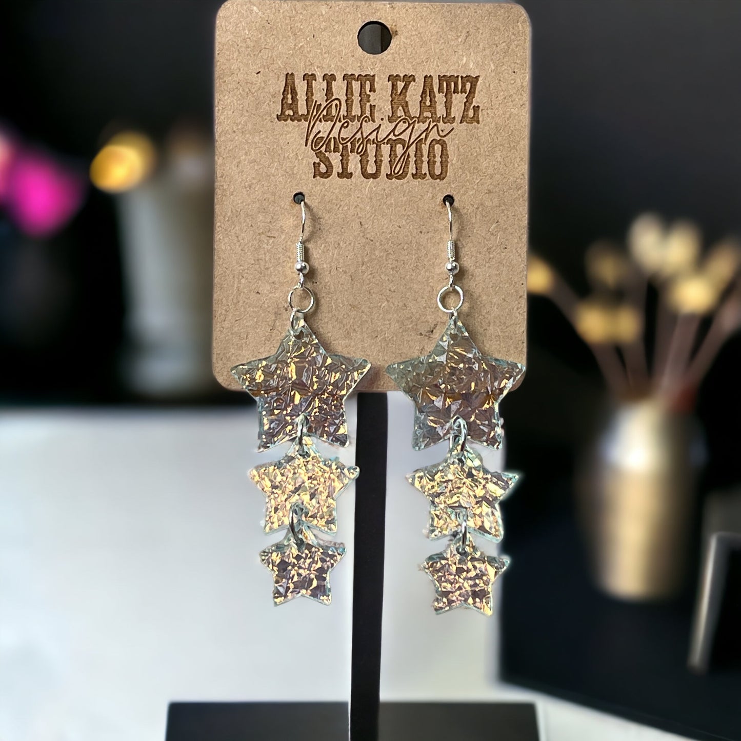 Iridescent Star Dangle earrings