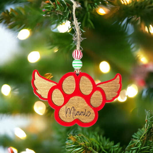 Paw with Angel Wings Christmas ornament