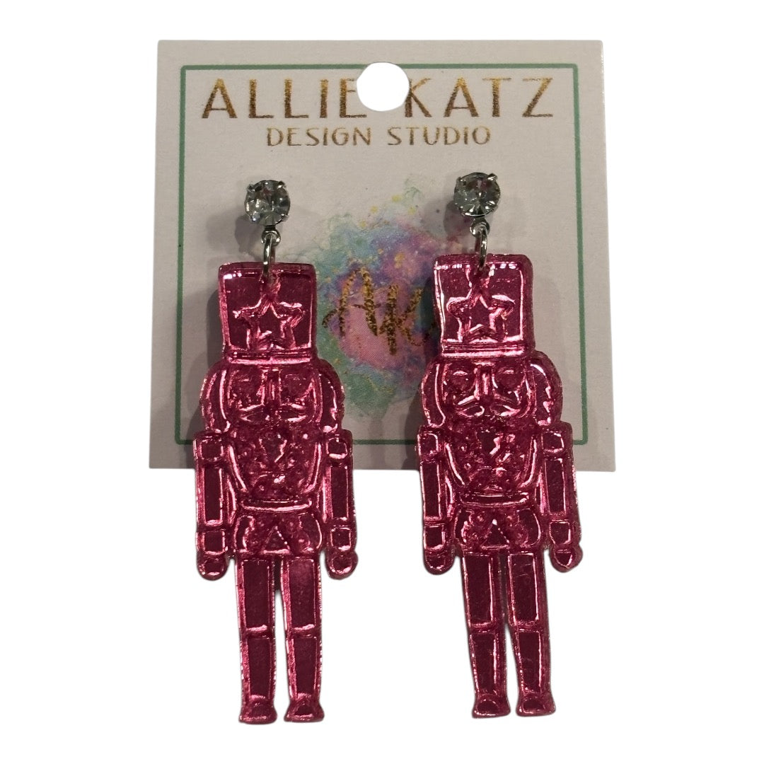 Pink Mirrored Nutcracker Earrings