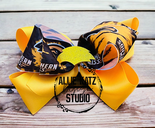 8” USM Golden Eagles Custom hair bow