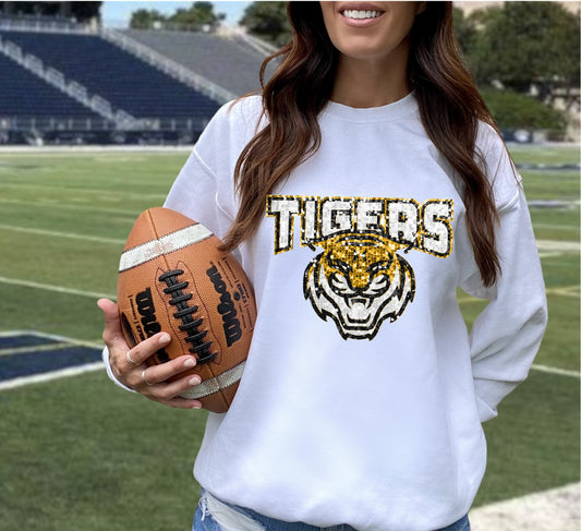 NE Jones Tigers Faux Sequin Shirt