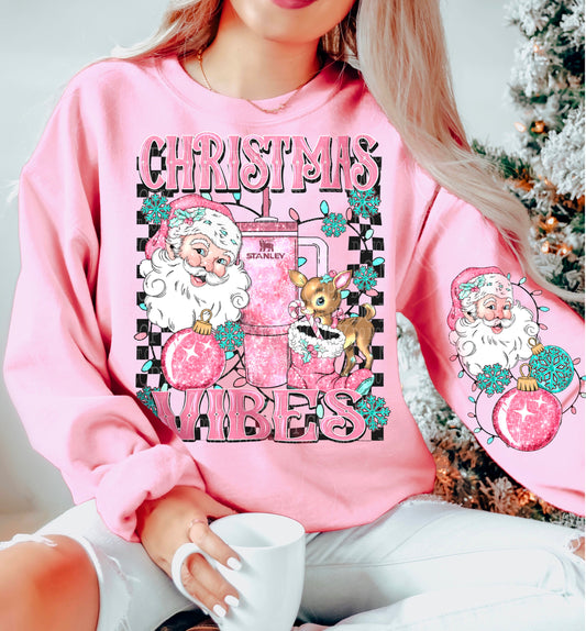 Christmas Vibes Christmas Shirt with Sleeve Design