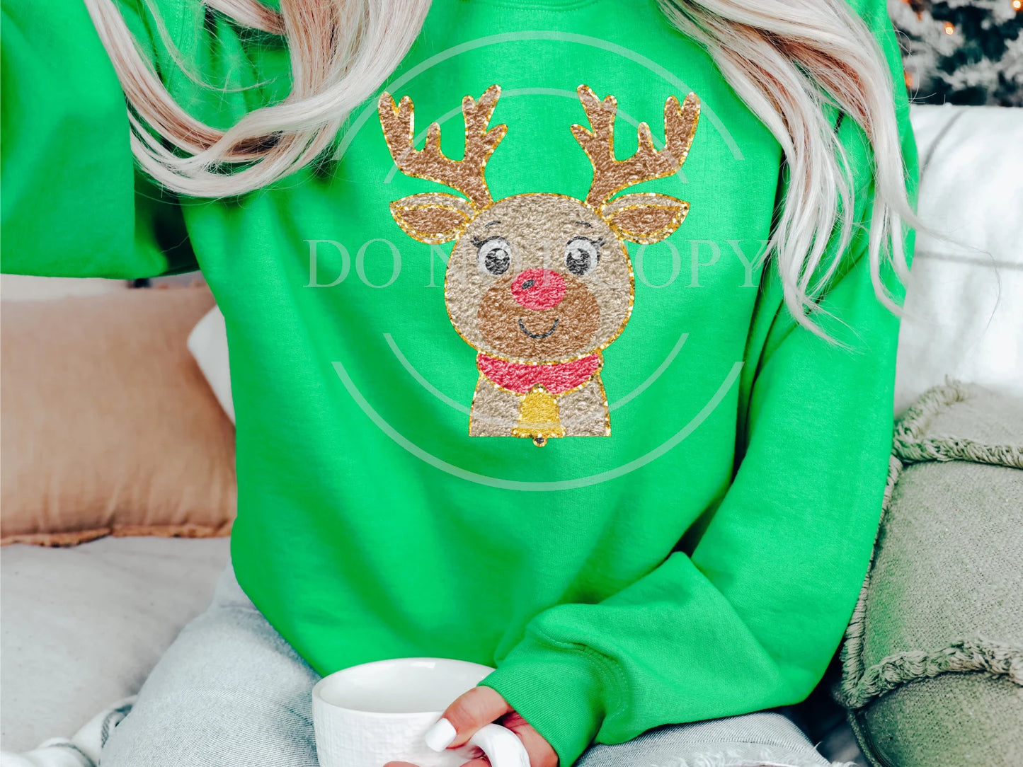 Faux Chenille Reindeer  Christmas Shirt