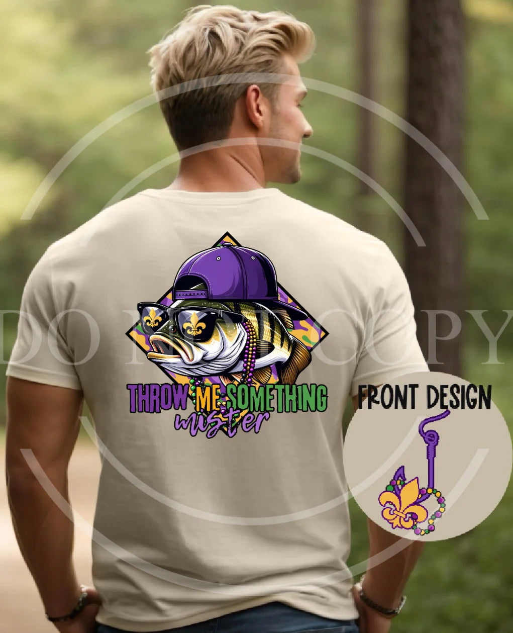 Throw me Something mister Mardi Gras bass fish Authentic Outdoors Tee