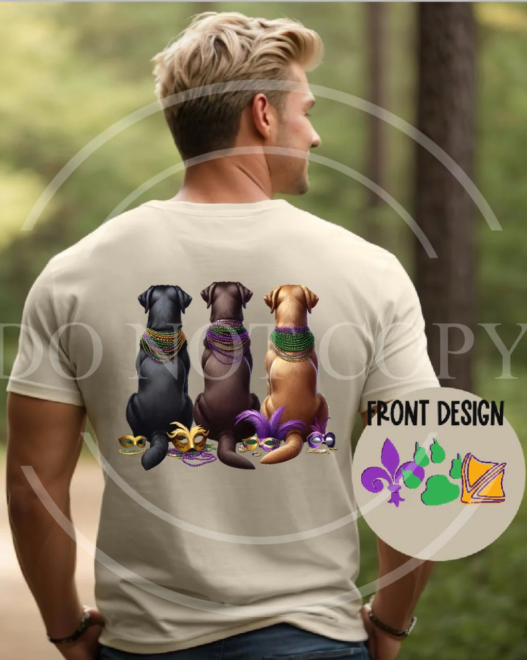 Mardi Gras hunting dog trio with beads Authentic Outdoors Tee