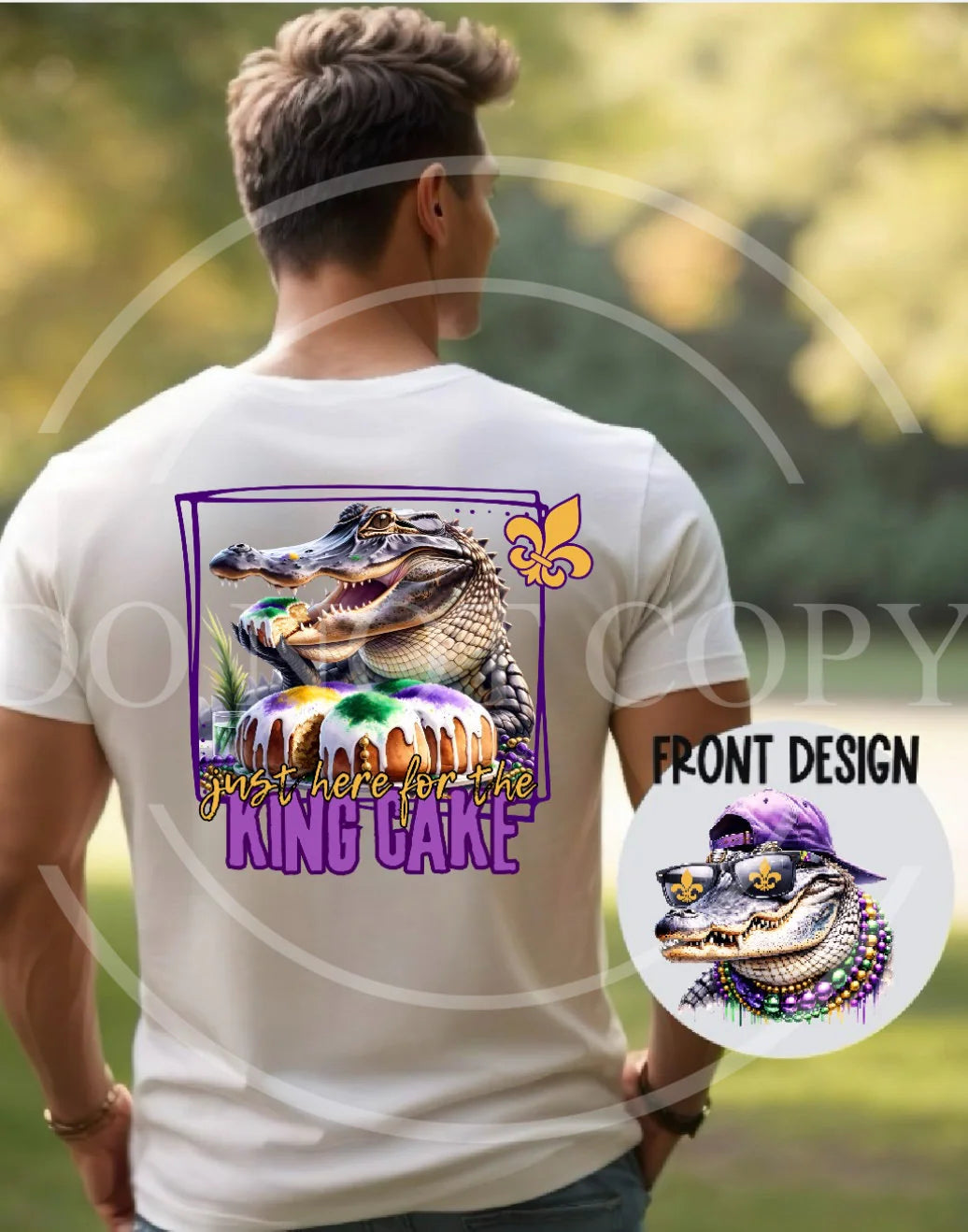 Just here for the king cake Alligator Mardi Gras Authentic Outdoors Tee