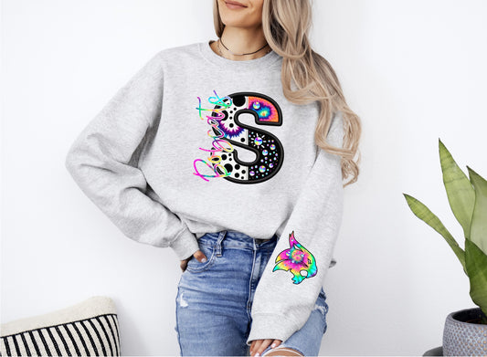 Any School Tie Dye Faux Rhinestone Long Sleeve