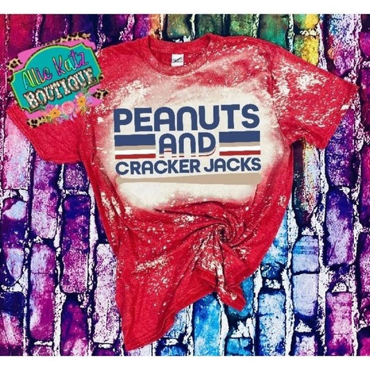 Peanuts and cracker jacks bleached T-shirt/ ball tee/ baseball l bleached tee