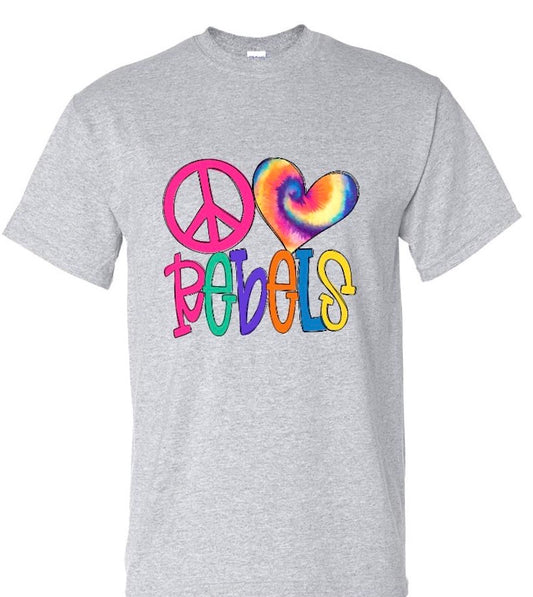 Rainbow Peace Love Rebels Tee