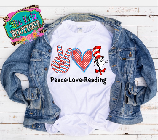 Peace Love Reading Tee