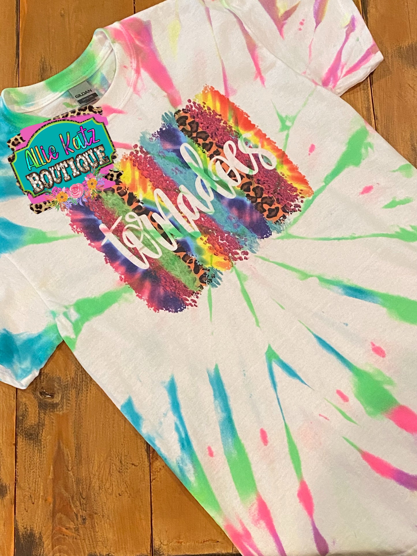 Bright Rainbow any school custom tie dye tee