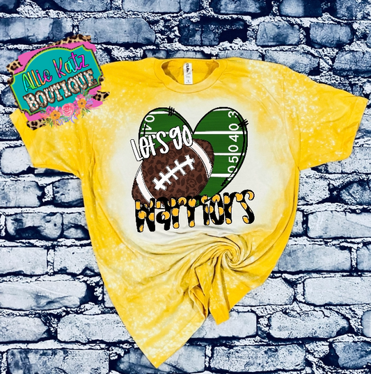 Let’s Go Warriors football heart Bleached tee