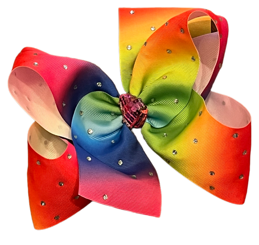 Rainbow rhinestone Boutique bow