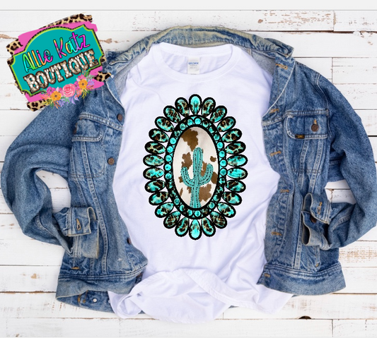 Turquoise Cactus Gemstone Tee