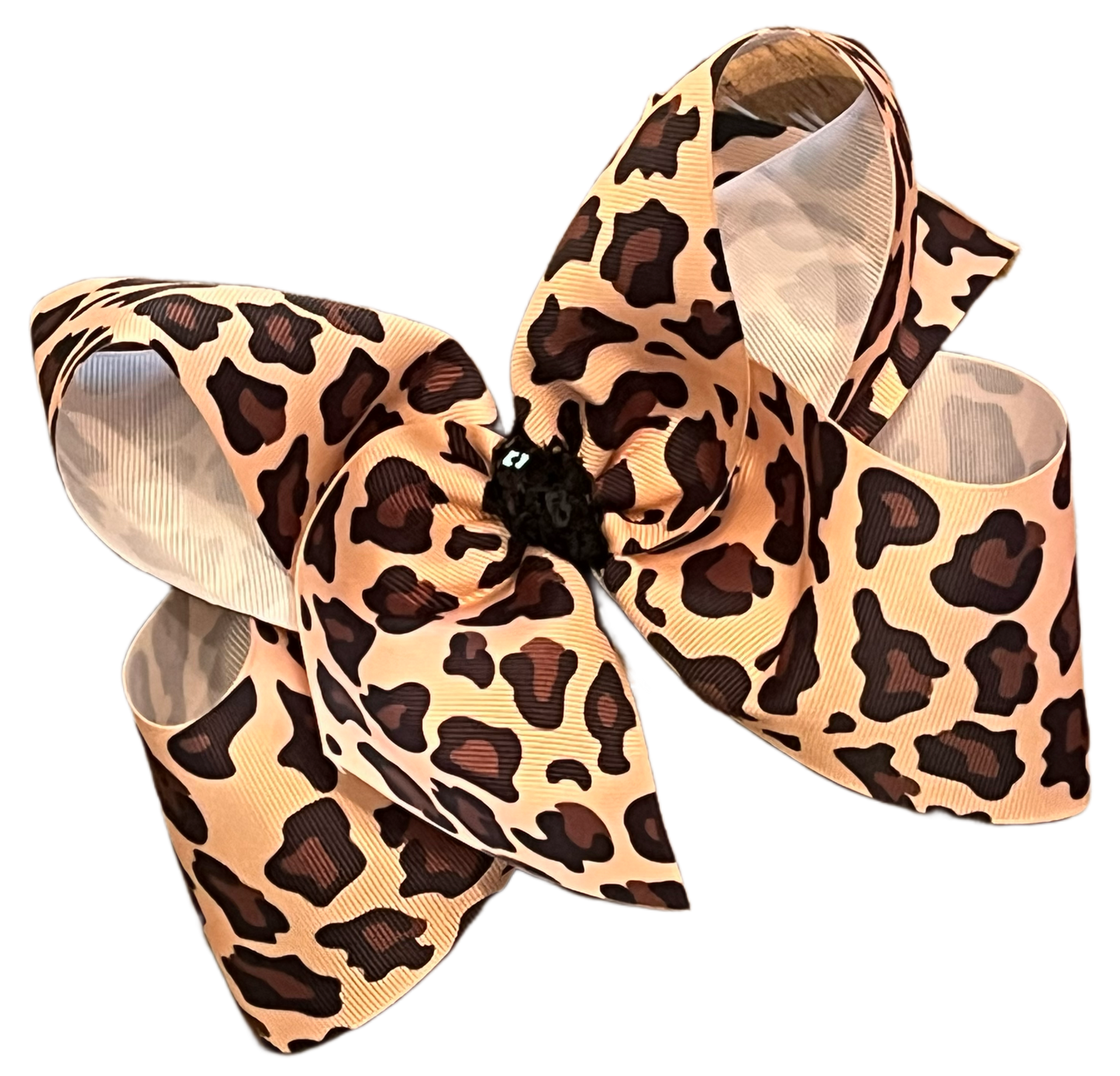 Tan leopard Boutique bow