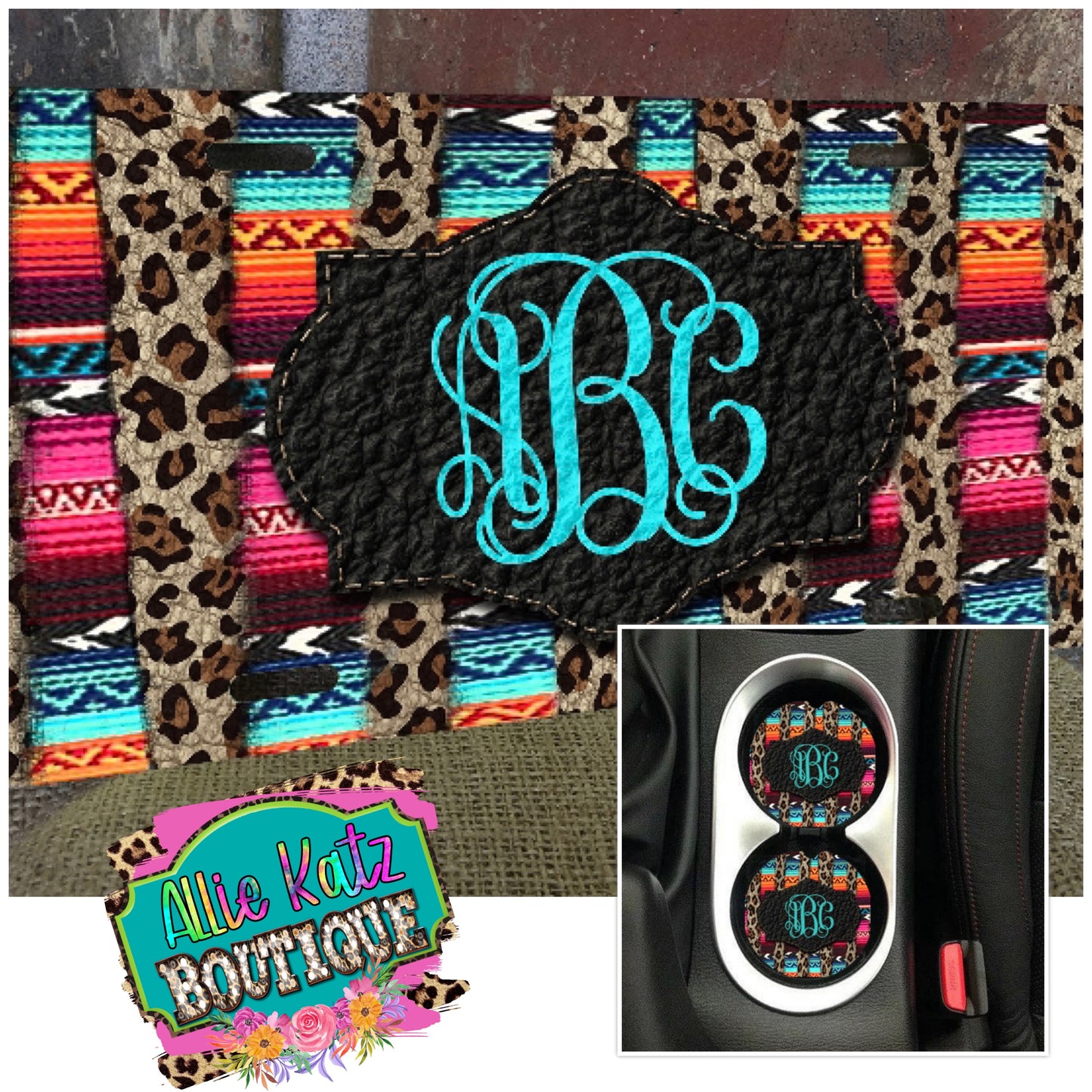 Leopard Serape License plate/car coasters