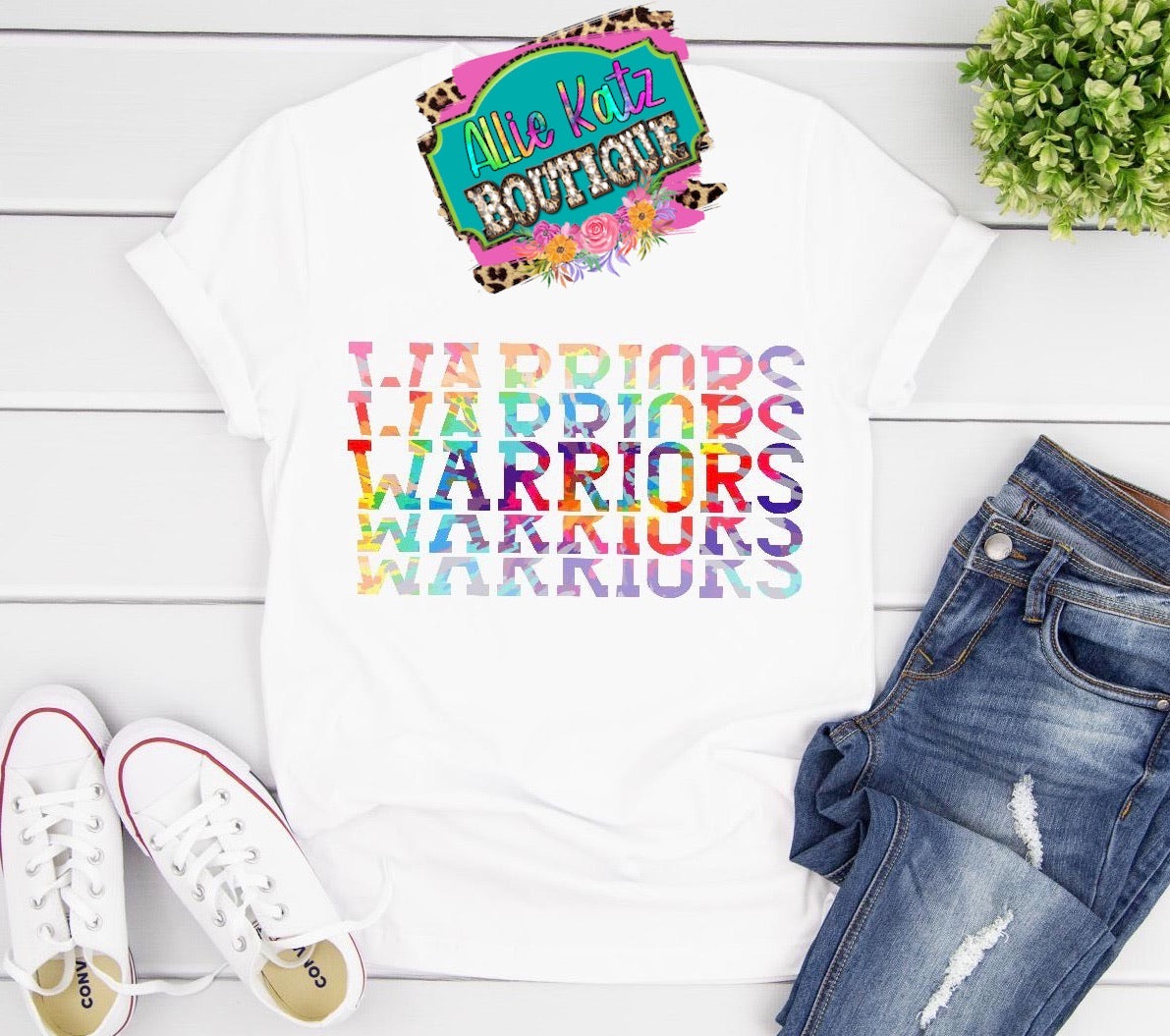 Warriors repetitive tie dye Tee