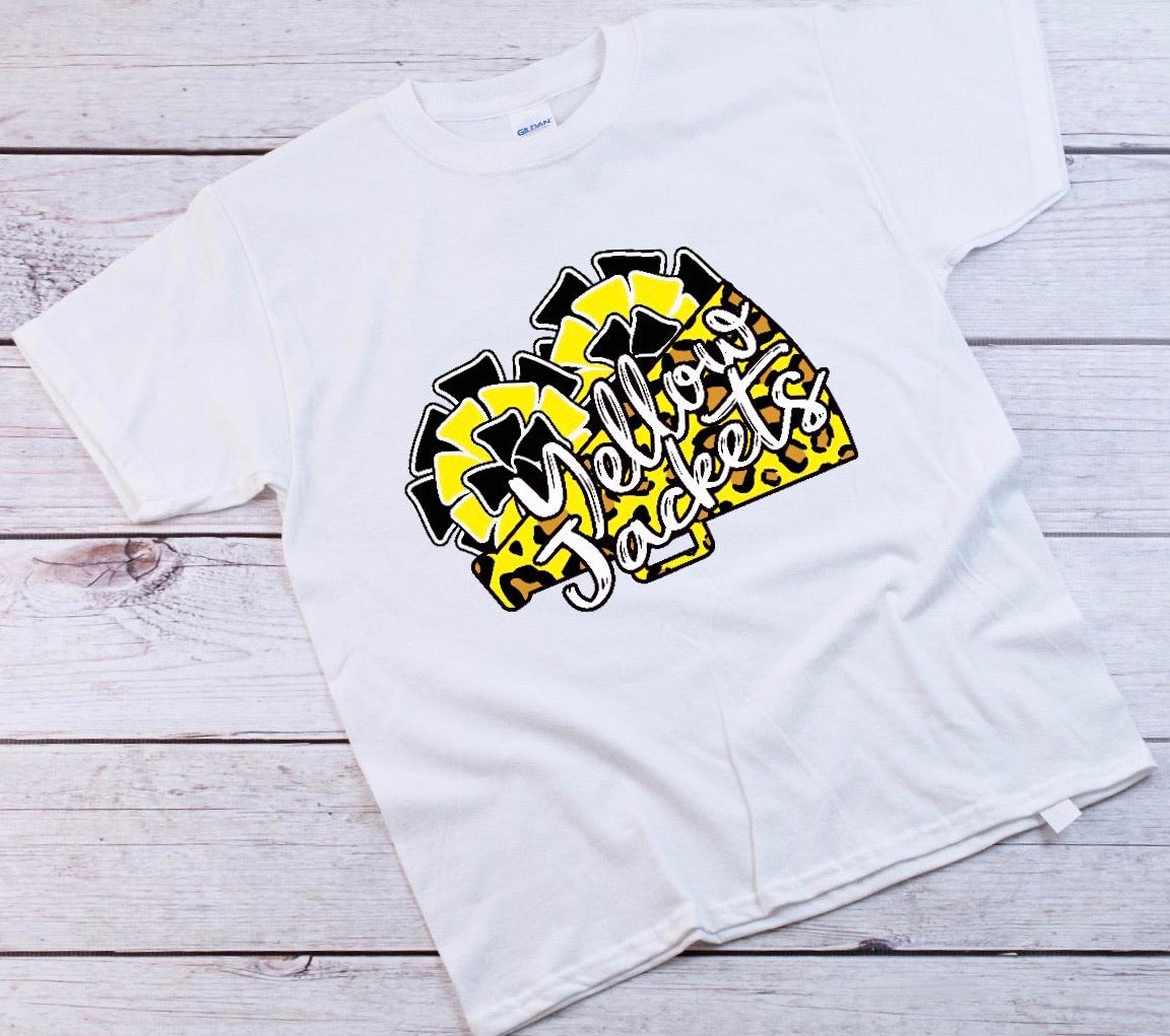 Yellow Jackets leopard megaphone cheer Tee