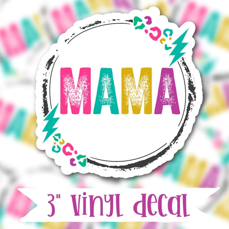 Mama Leopard Bolt Vinyl Decal