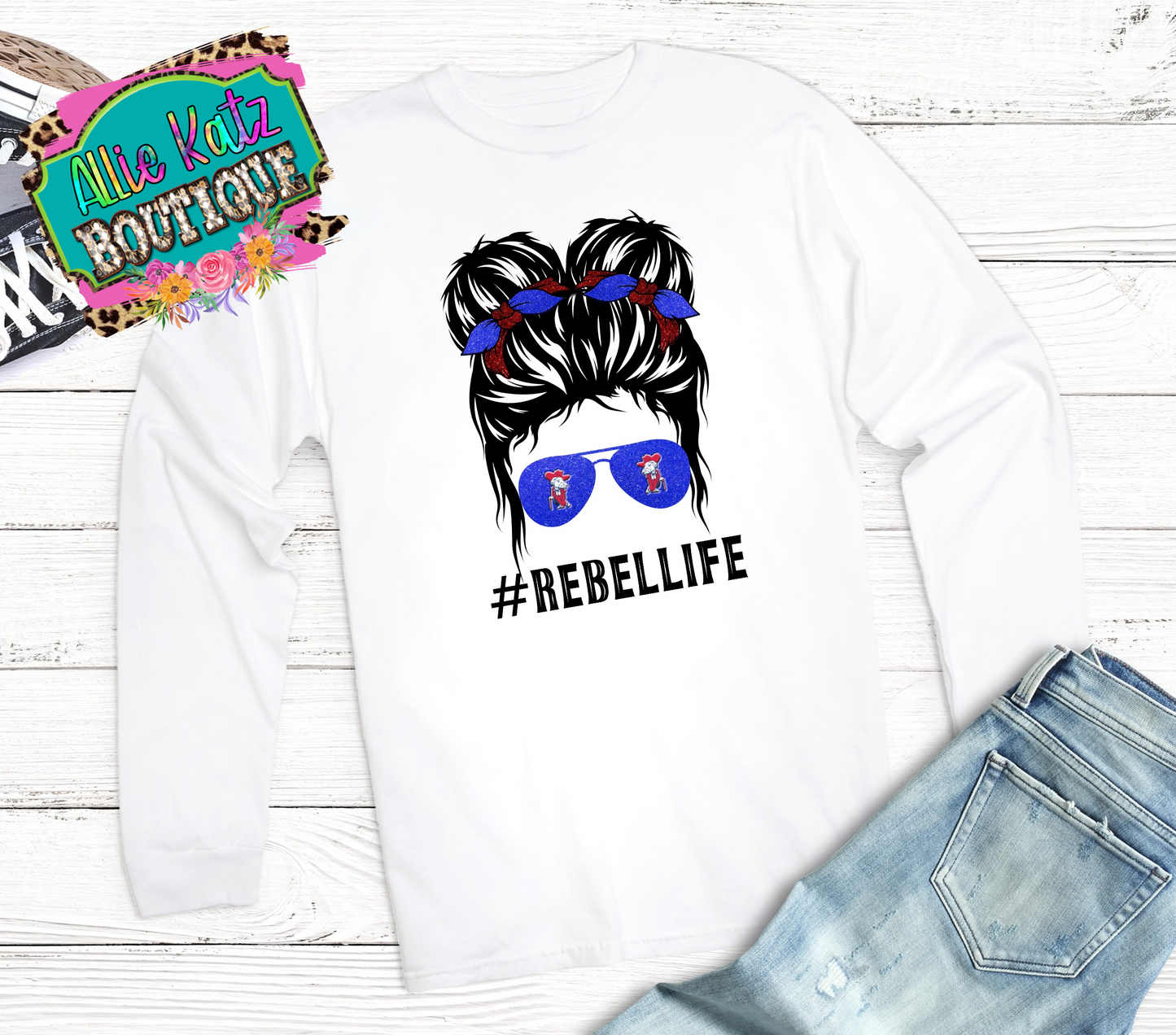 Rebel life messy bun kid design