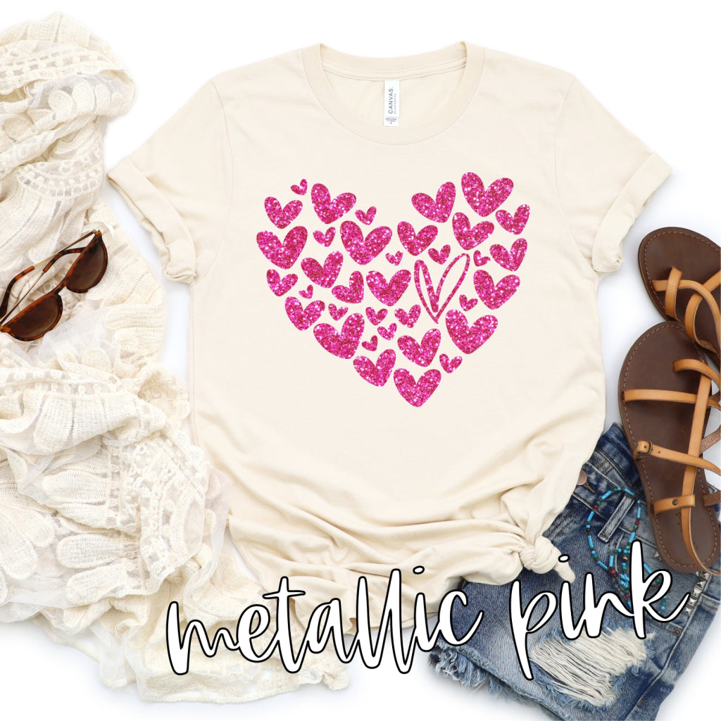 Metallic pink heart of hearts Valentine shirt