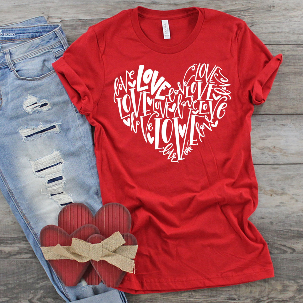 Love Typography Heart Valentine shirt