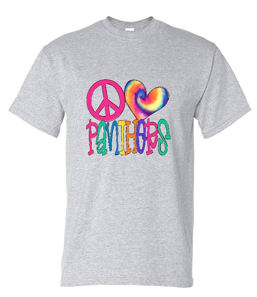 Rainbow Peace Love Panthers Tee